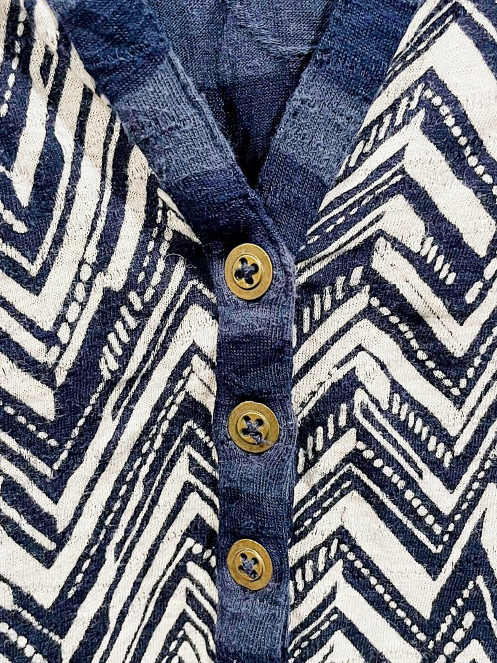 Mixed Print Henley Tank Top Blue Cream Sleeveless Lucky Brand M - Picture 3 of 8